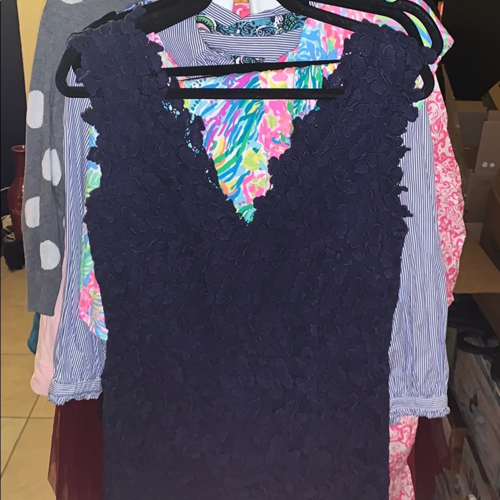 Lilly Pulitzer navy lace cocktail dress